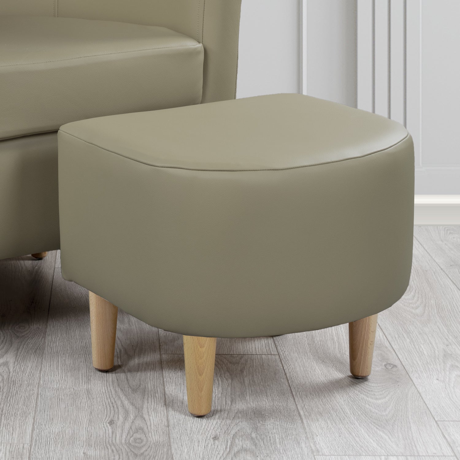 St Tropez Footstool in Crest Leather Shelly Crib 5 Genuine Leather