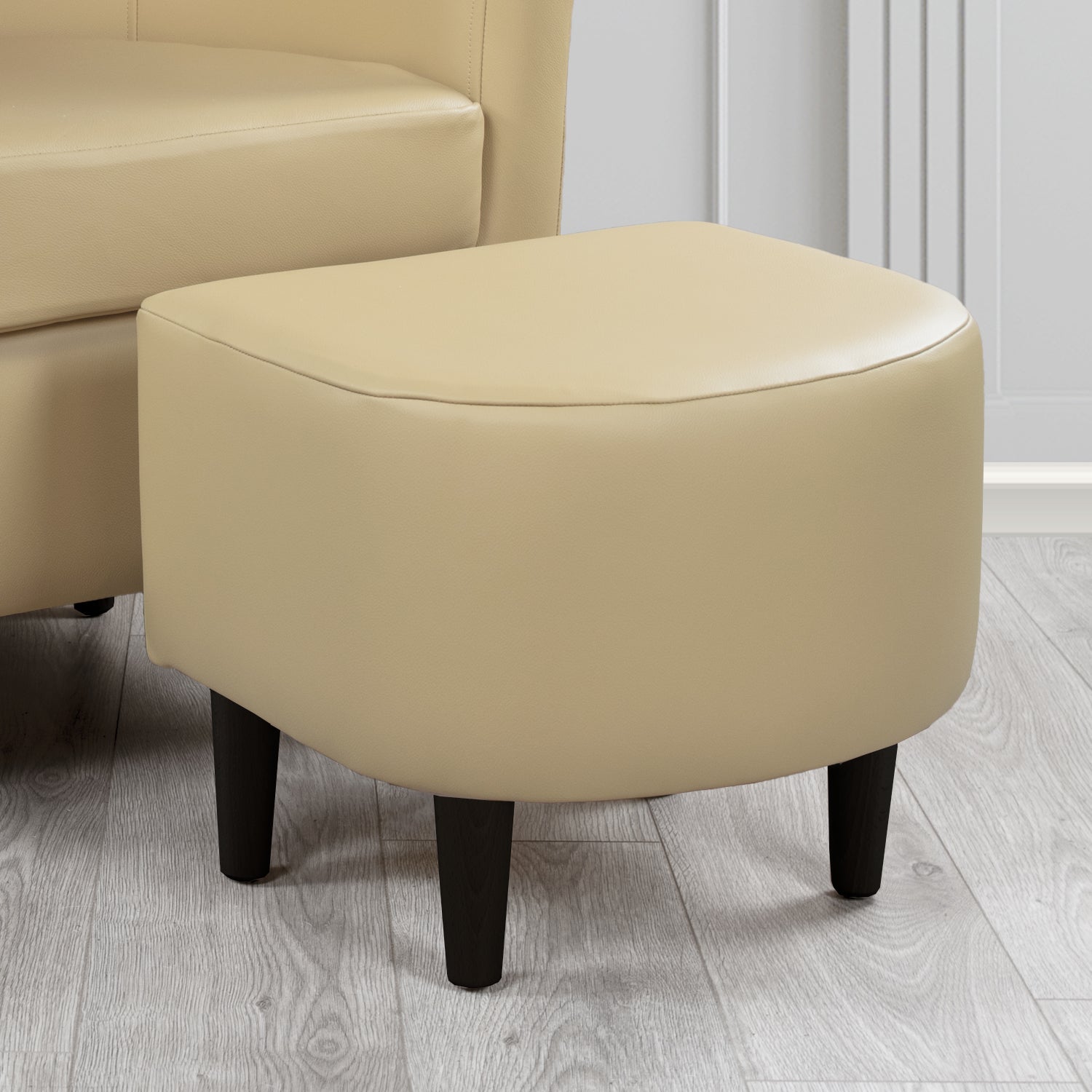 St Tropez Footstool in Crest Leather Shelly Crib 5 Genuine Leather