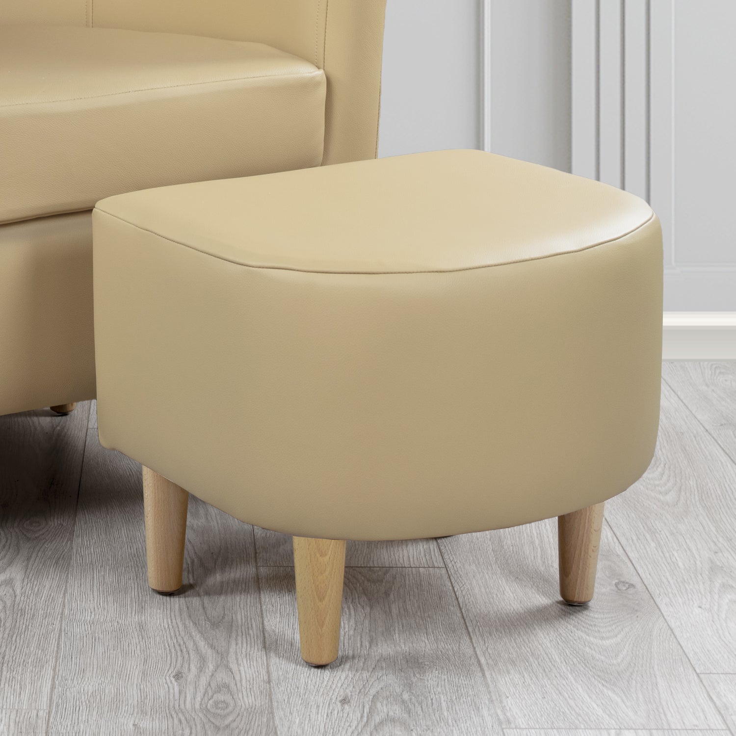 St Tropez Footstool in Crest Leather Shelly Crib 5 Genuine Leather