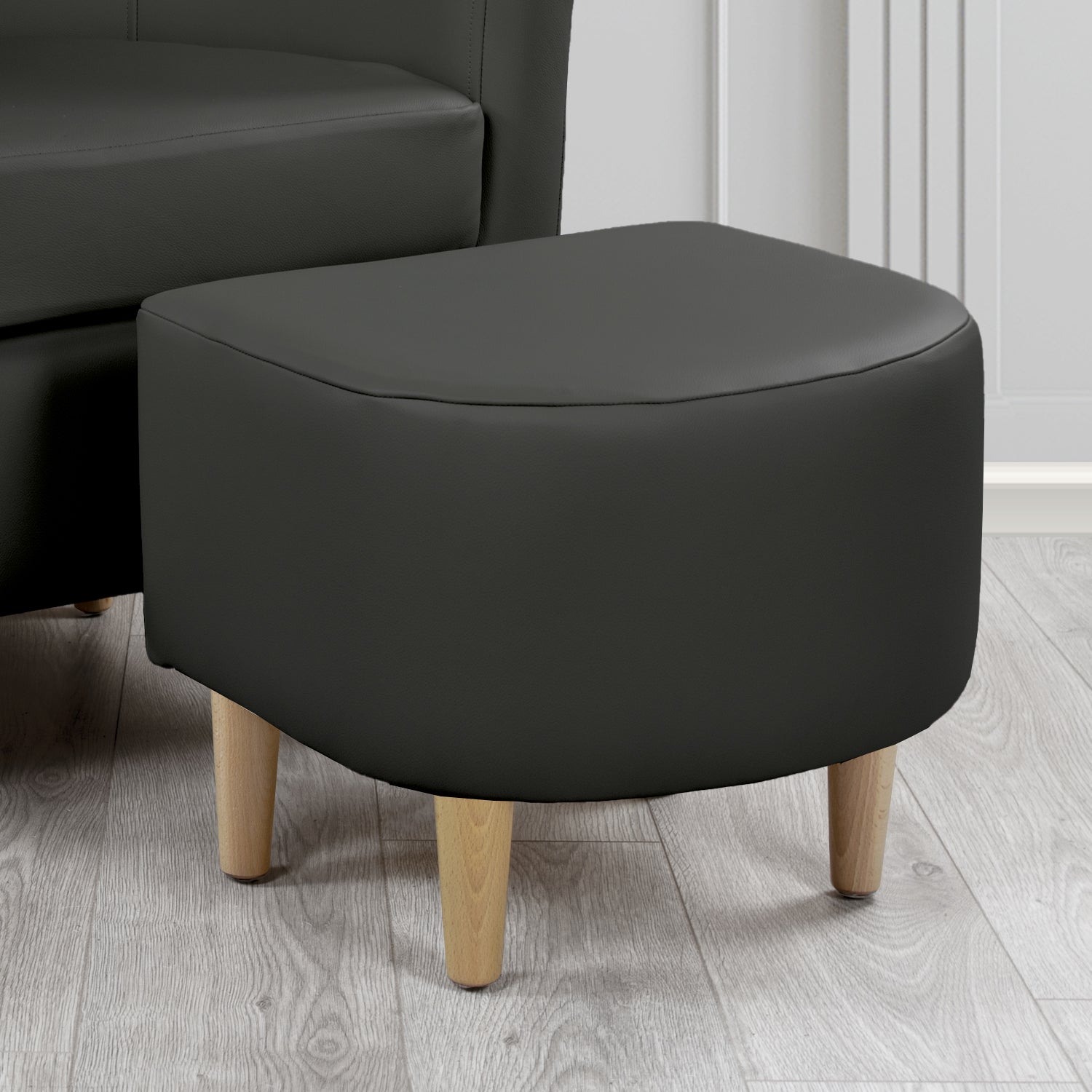 St Tropez Footstool in Crest Leather Shelly Crib 5 Genuine Leather