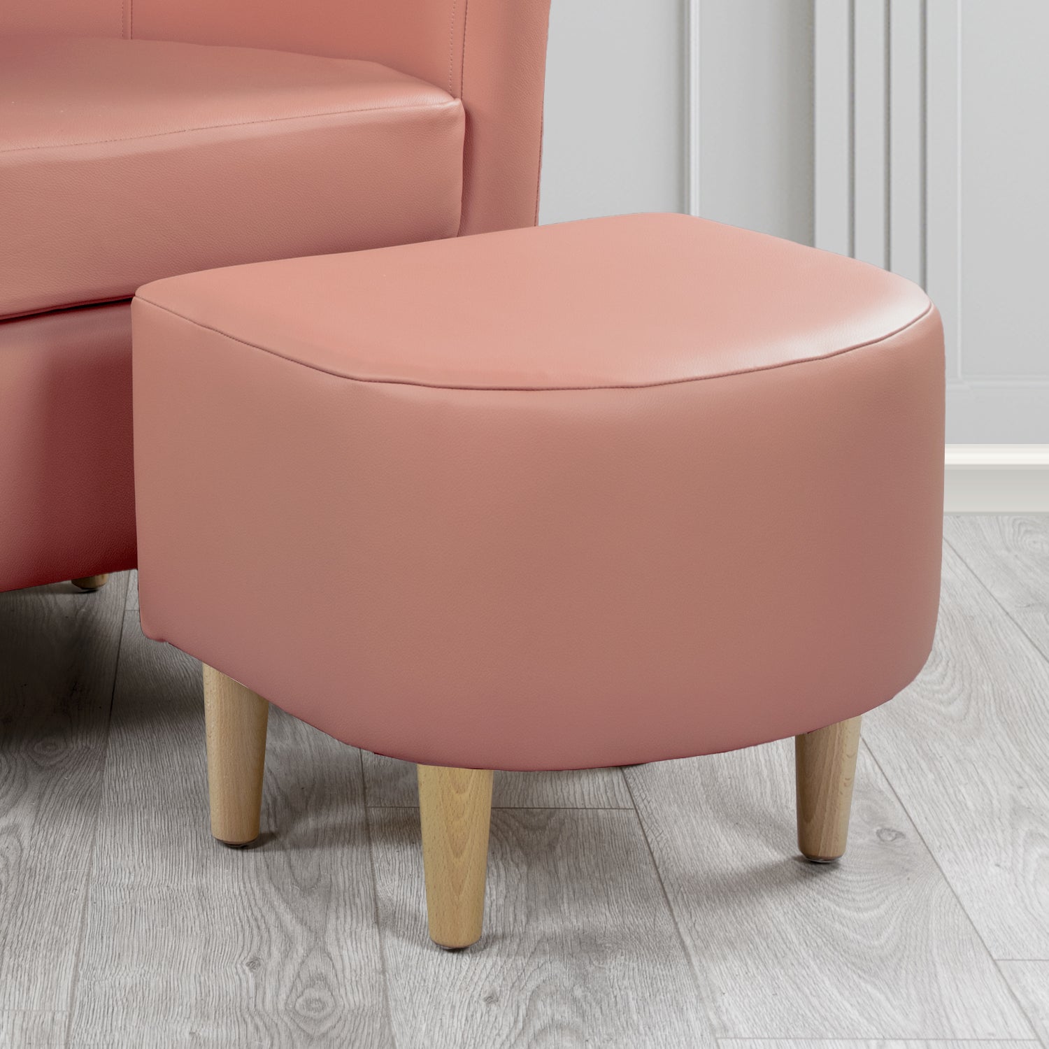 St Tropez Footstool in Crest Leather Shelly Crib 5 Genuine Leather
