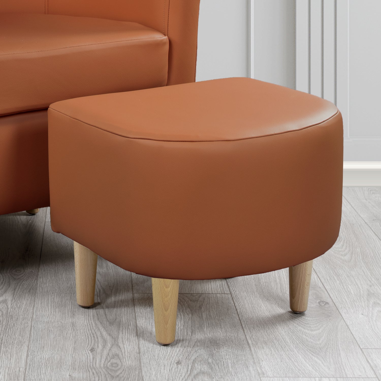 St Tropez Footstool in Crest Leather Shelly Crib 5 Genuine Leather