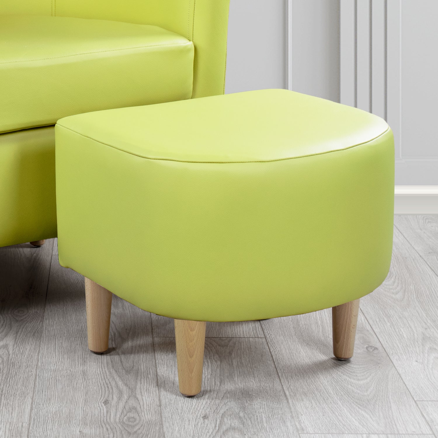 St Tropez Footstool in Crest Leather Shelly Crib 5 Genuine Leather