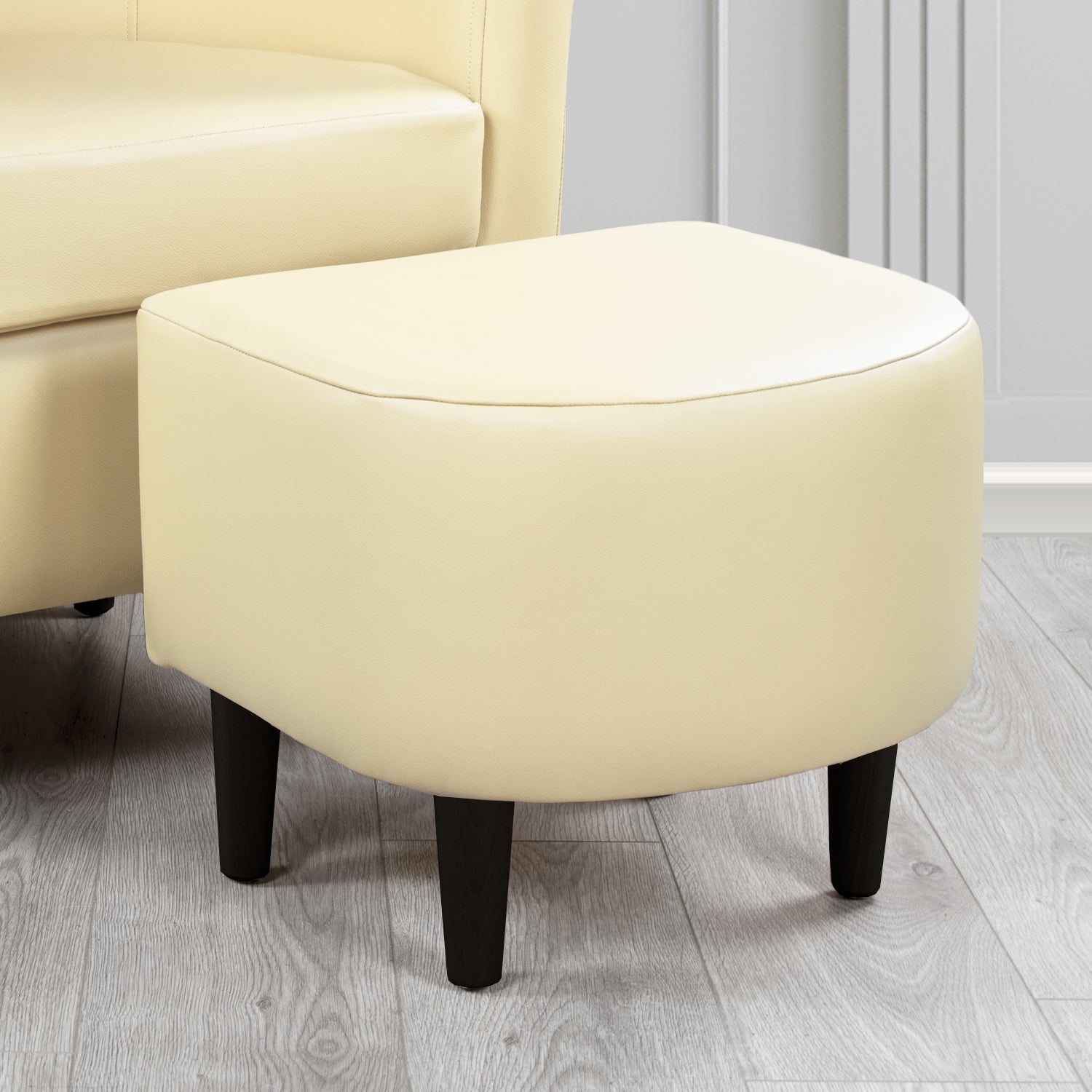 St Tropez Footstool in Crest Leather Shelly Crib 5 Genuine Leather