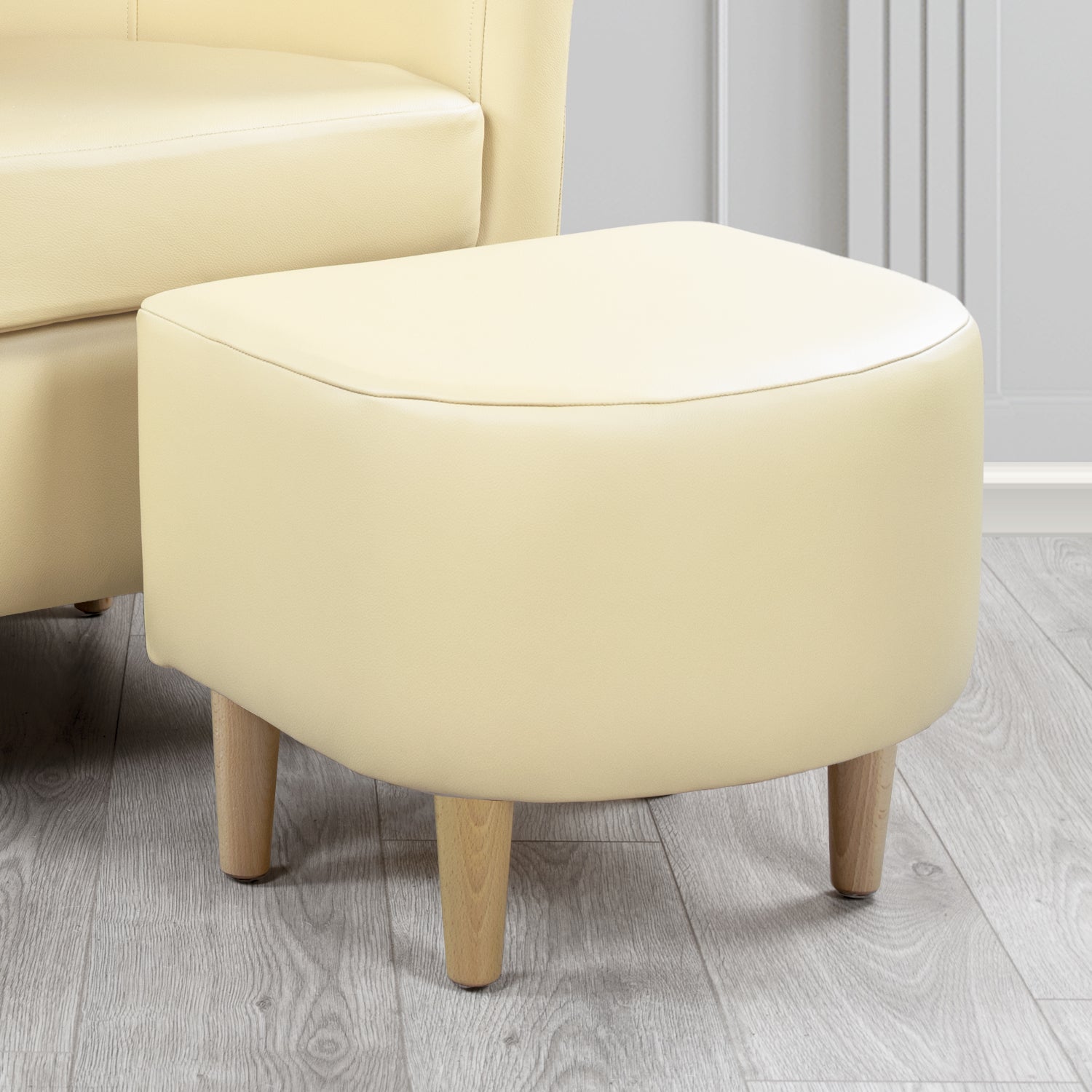 St Tropez Footstool in Crest Leather Shelly Crib 5 Genuine Leather
