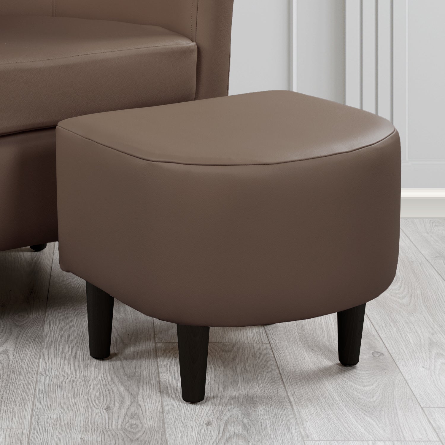 St Tropez Footstool in Crest Leather Shelly Crib 5 Genuine Leather