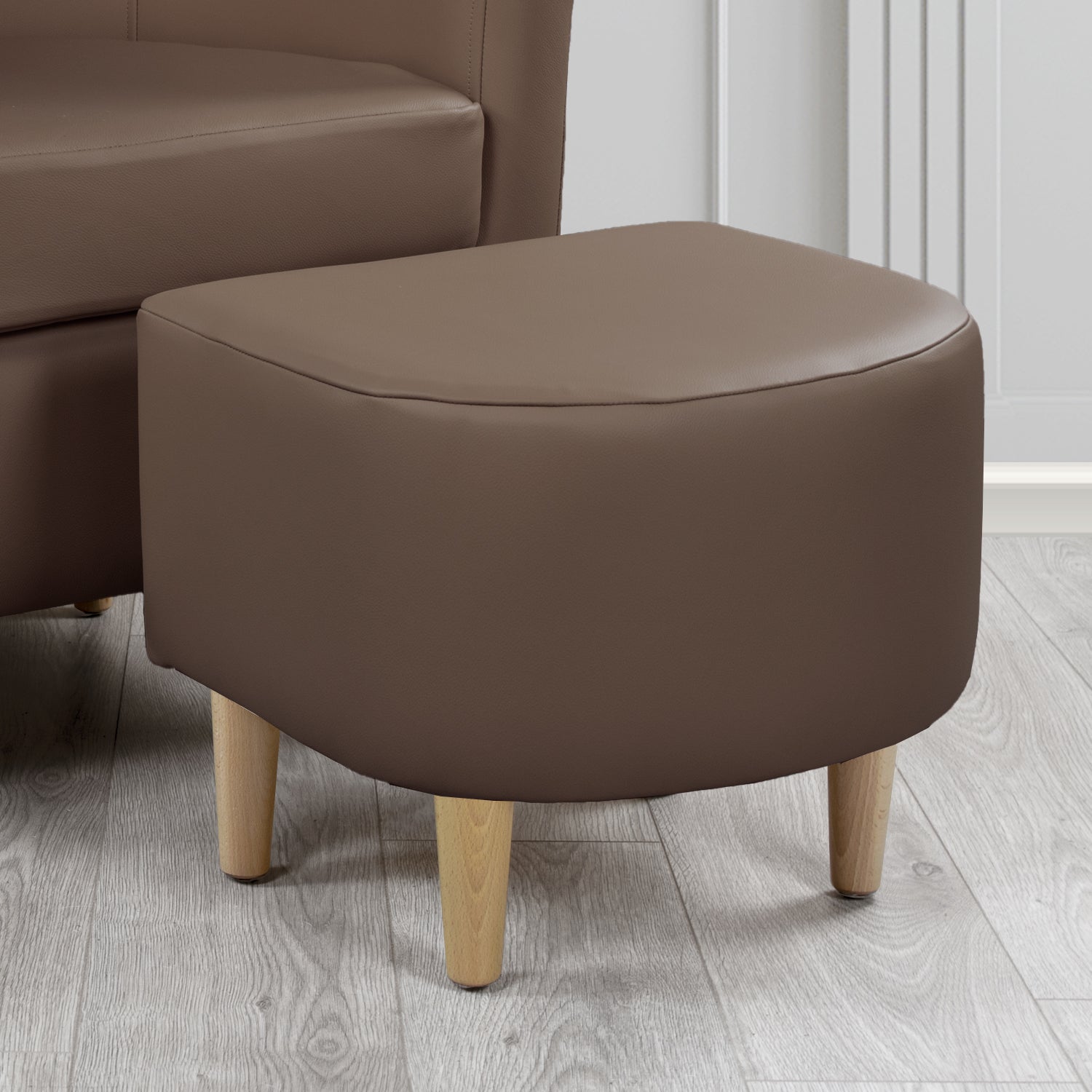 St Tropez Footstool in Crest Leather Shelly Crib 5 Genuine Leather