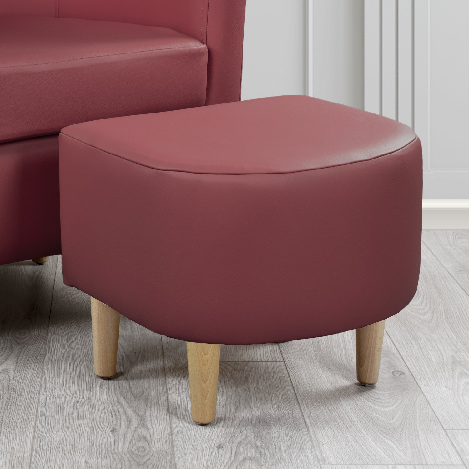 St Tropez Footstool in Crest Leather Shelly Crib 5 Genuine Leather