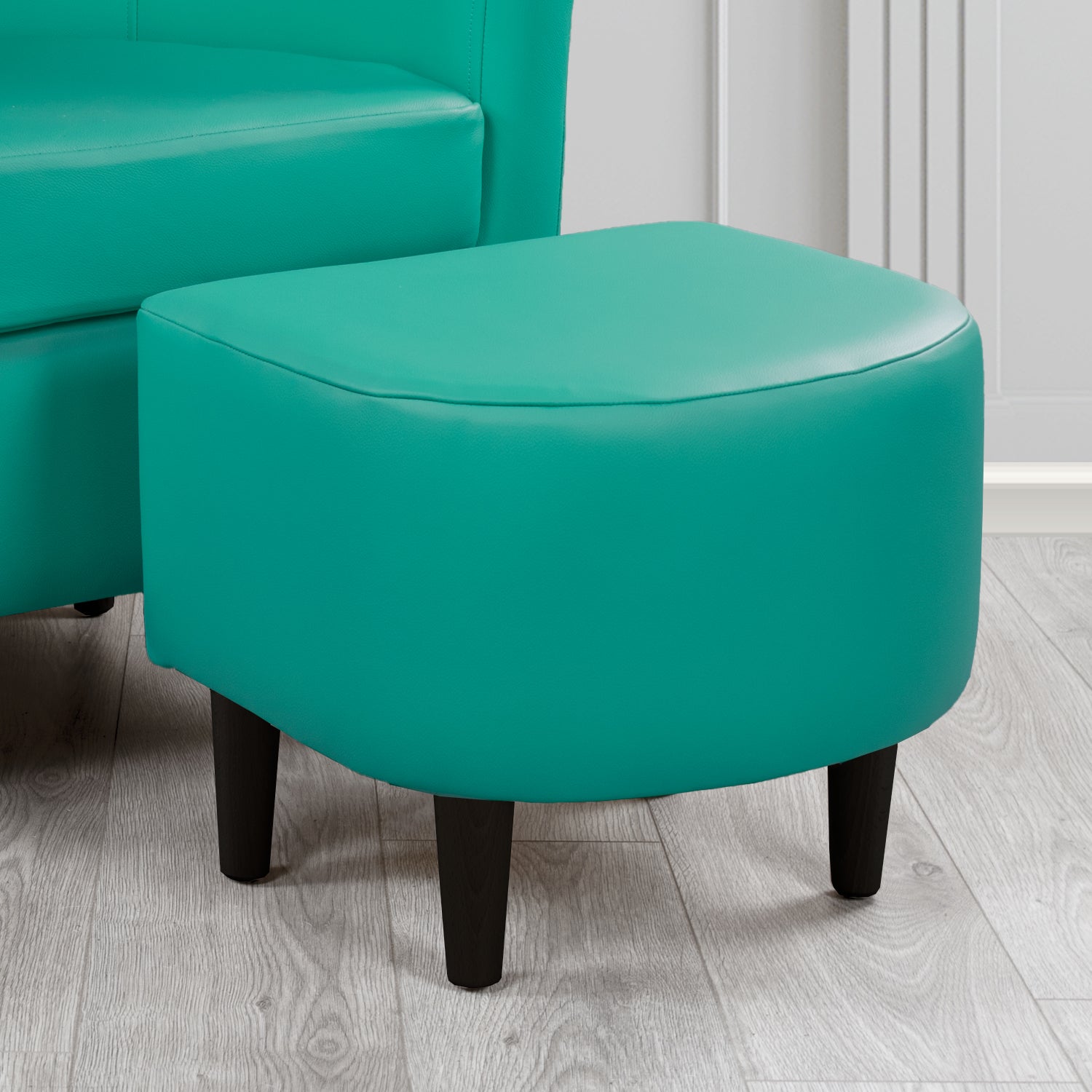 St Tropez Footstool in Crest Leather Shelly Crib 5 Genuine Leather