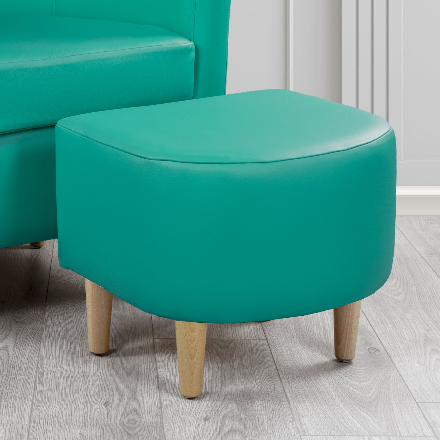 St Tropez Footstool in Crest Leather Shelly Crib 5 Genuine Leather