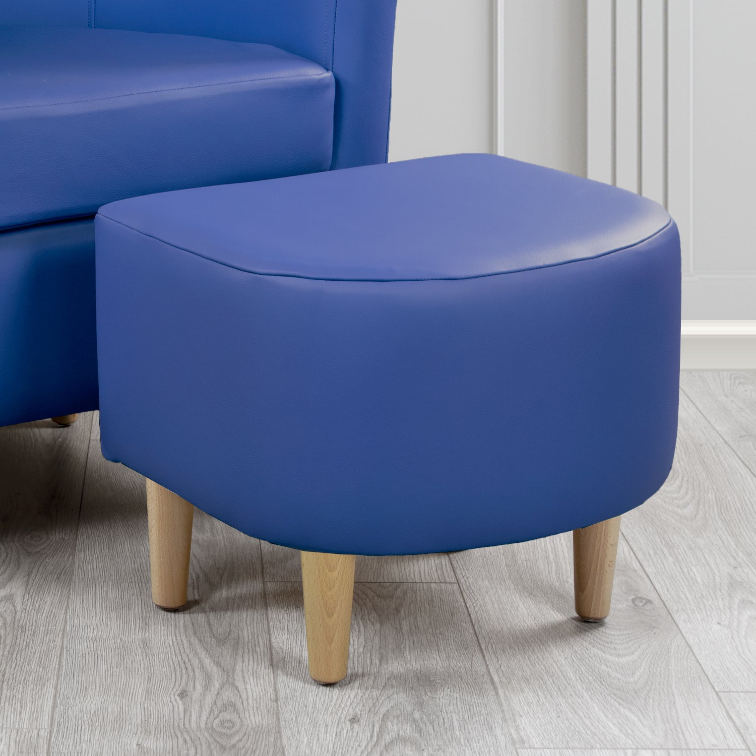 St Tropez Footstool in Crest Leather Shelly Crib 5 Genuine Leather