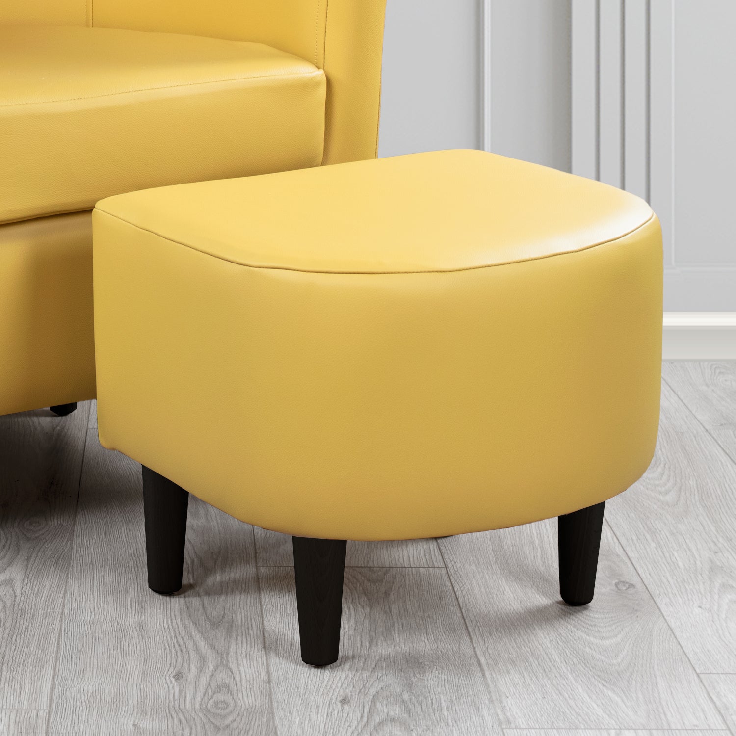 St Tropez Footstool in Crest Leather Shelly Crib 5 Genuine Leather