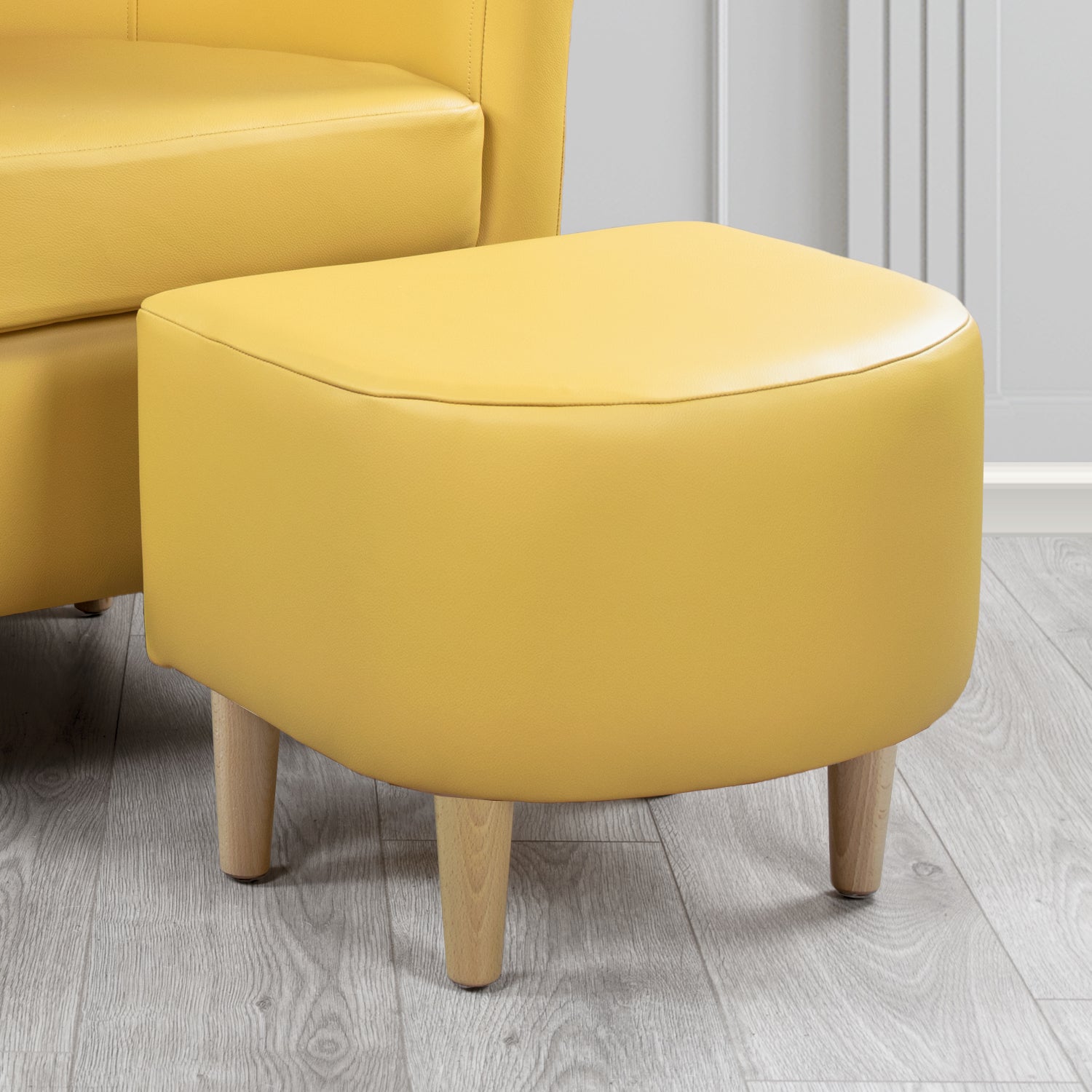 St Tropez Footstool in Crest Leather Shelly Crib 5 Genuine Leather