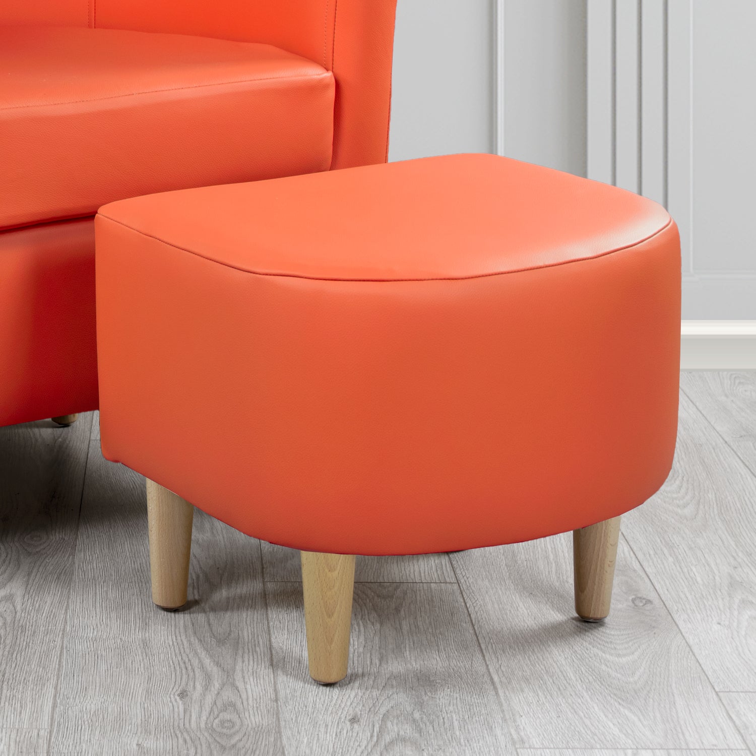 St Tropez Footstool in Crest Leather Shelly Crib 5 Genuine Leather