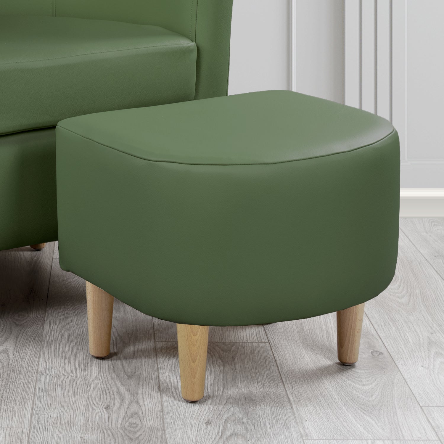 St Tropez Footstool in Crest Leather Shelly Crib 5 Genuine Leather
