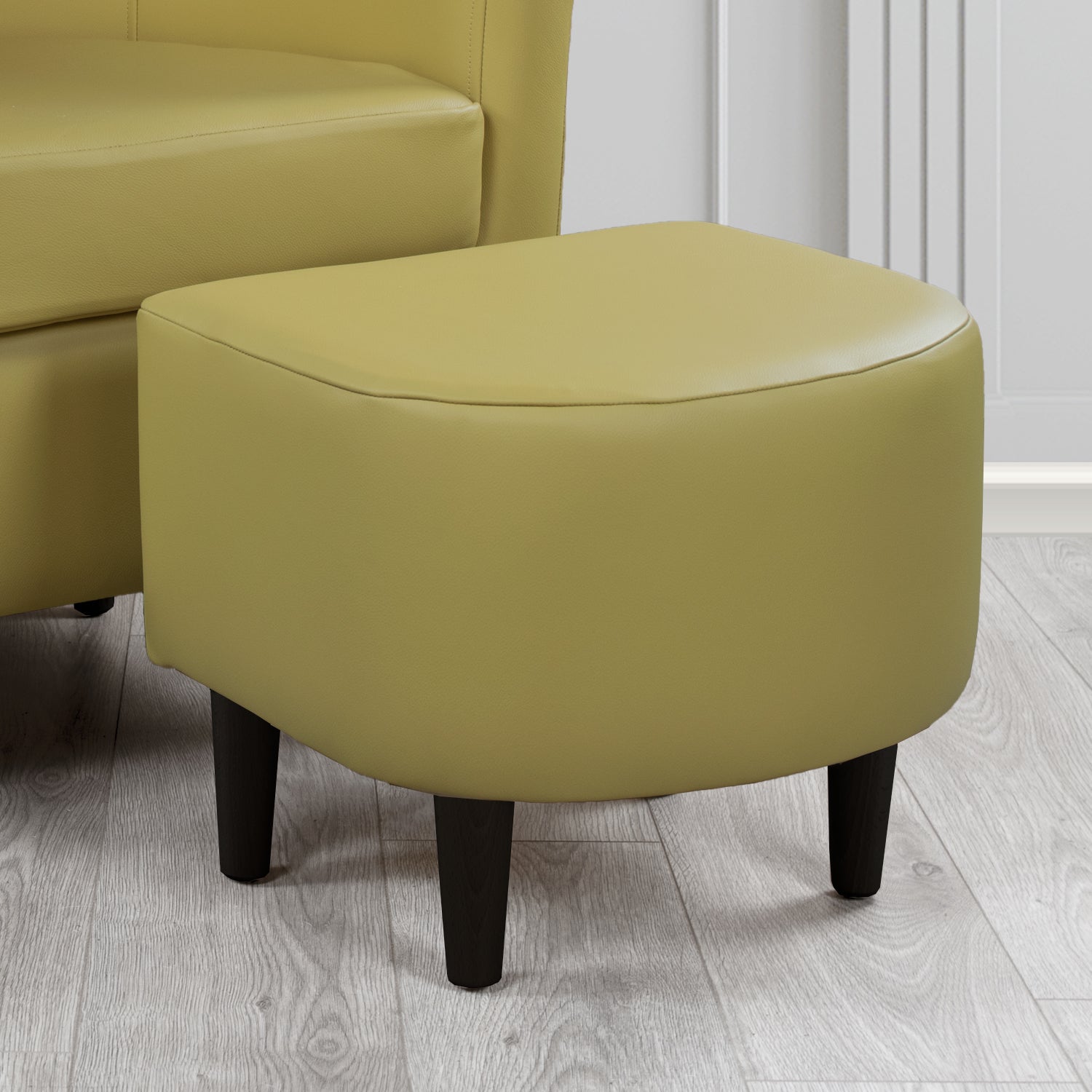 St Tropez Footstool in Crest Leather Shelly Crib 5 Genuine Leather