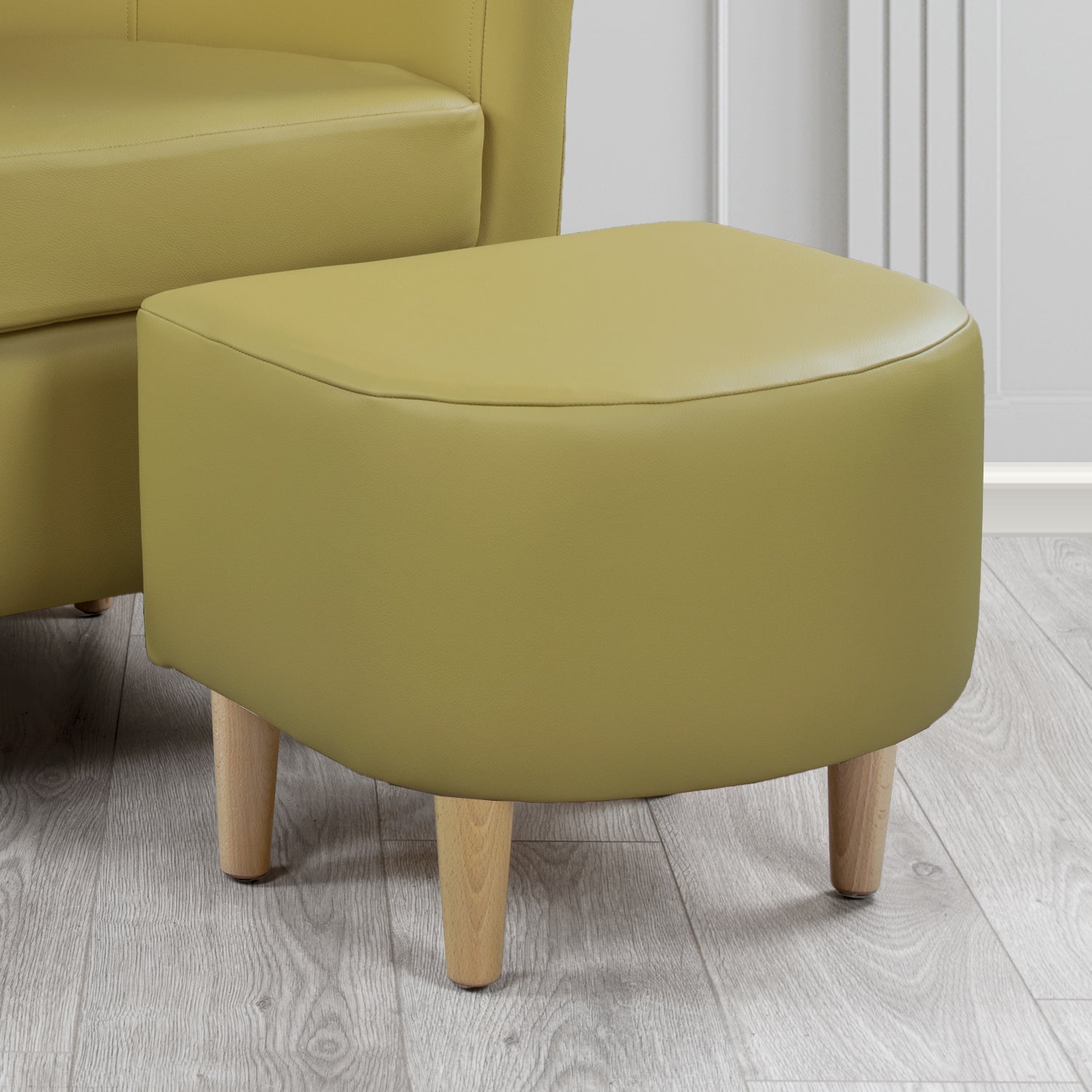St Tropez Footstool in Crest Leather Shelly Crib 5 Genuine Leather