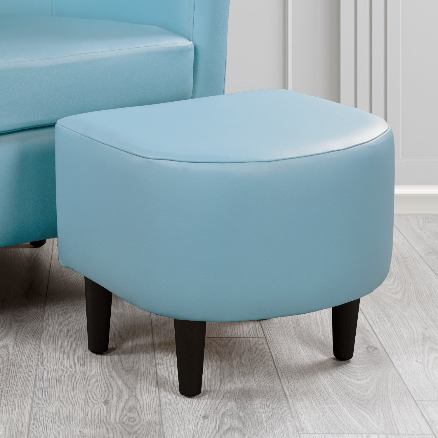 St Tropez Footstool in Crest Leather Shelly Crib 5 Genuine Leather