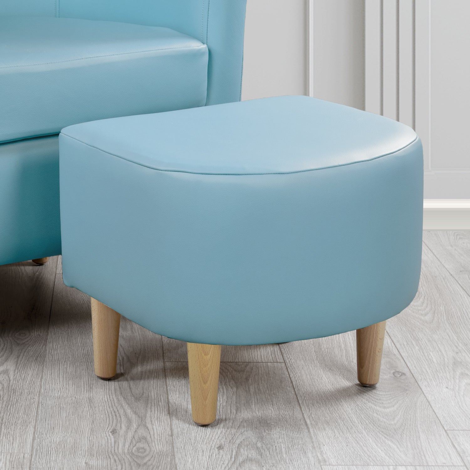 St Tropez Footstool in Crest Leather Shelly Crib 5 Genuine Leather