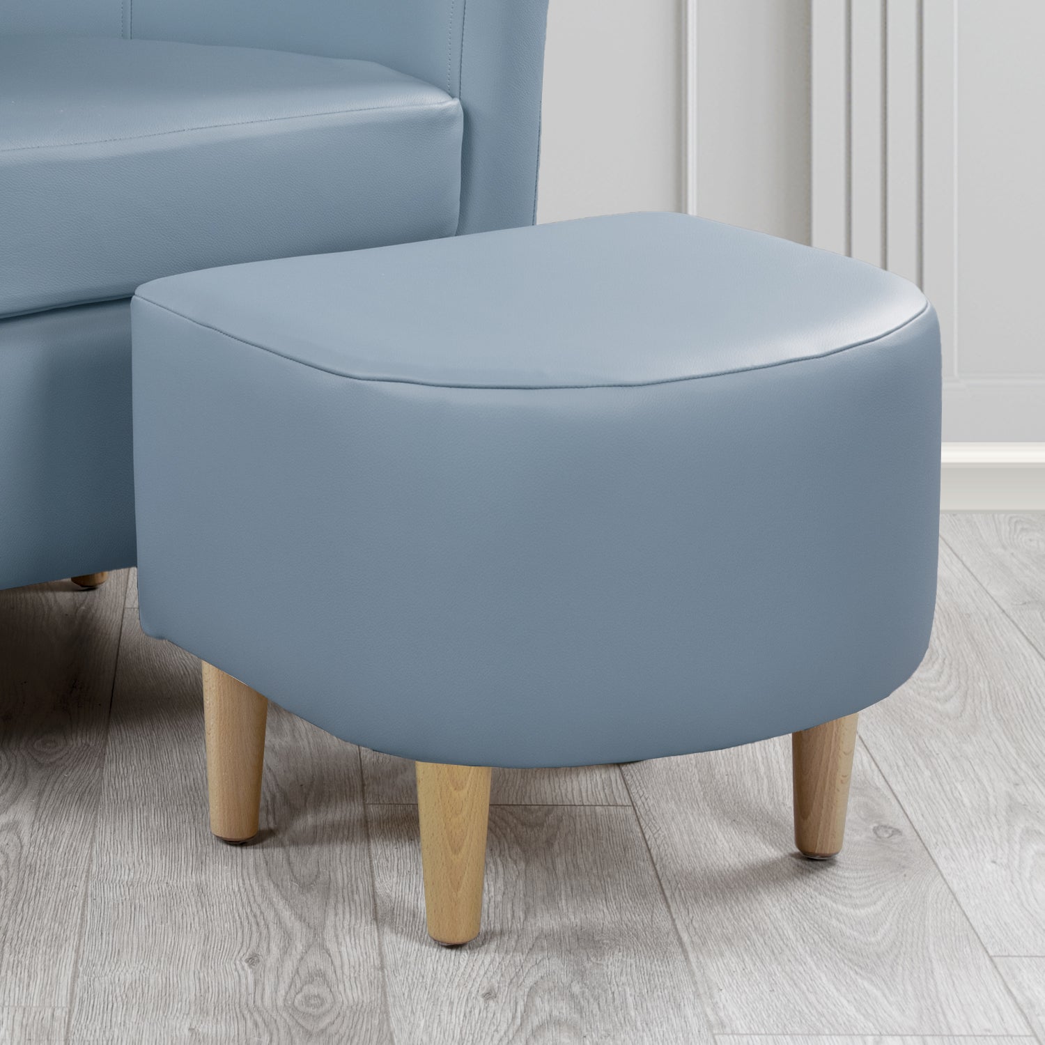 St Tropez Footstool in Crest Leather Shelly Crib 5 Genuine Leather