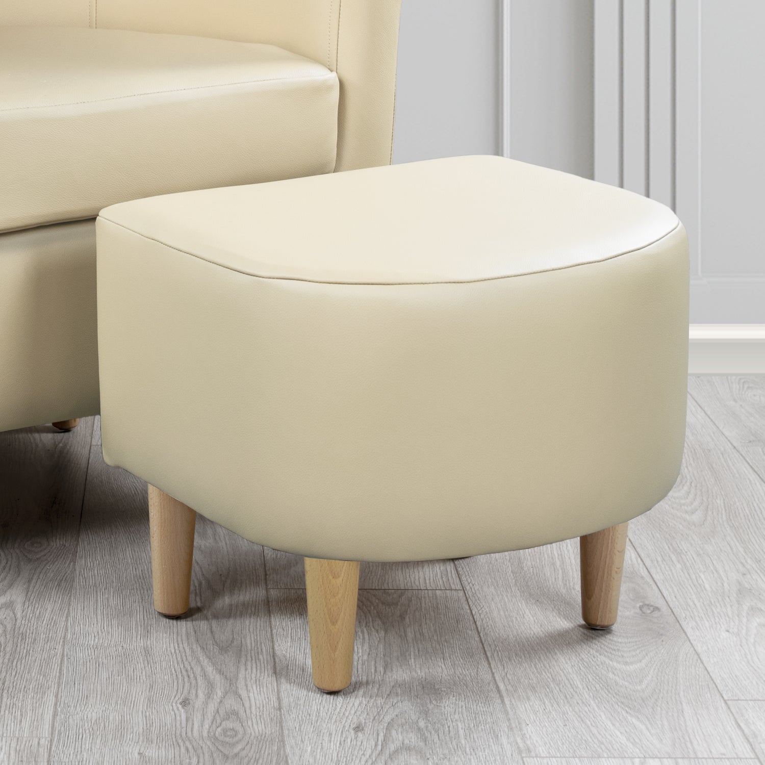 St Tropez Footstool in Crest Leather Shelly Crib 5 Genuine Leather