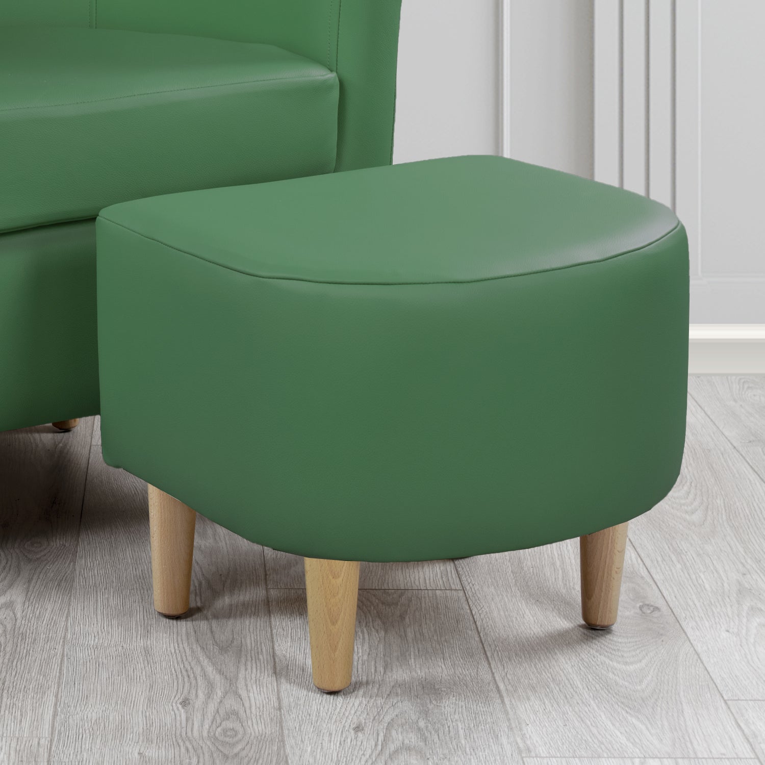 St Tropez Footstool in Crest Leather Shelly Crib 5 Genuine Leather