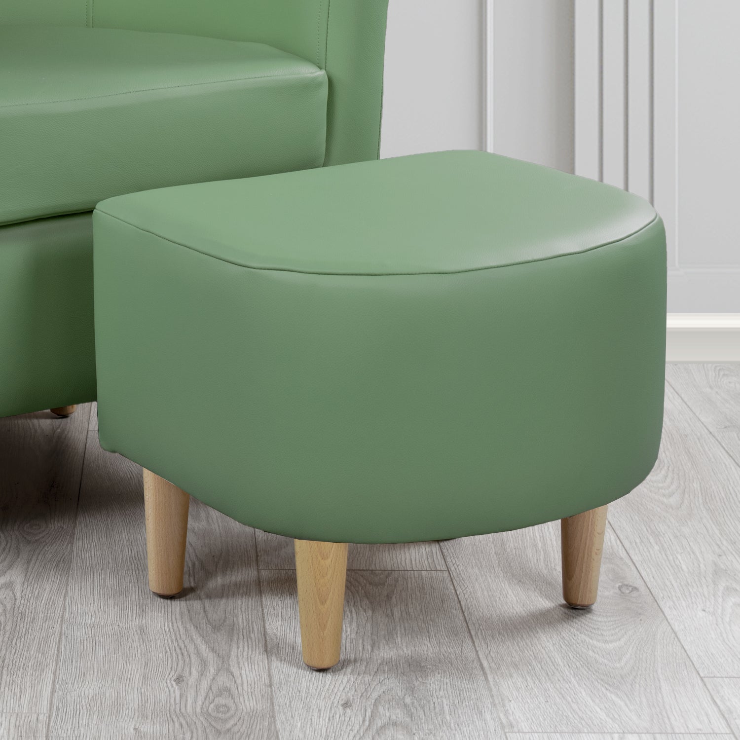 St Tropez Footstool in Crest Leather Shelly Crib 5 Genuine Leather