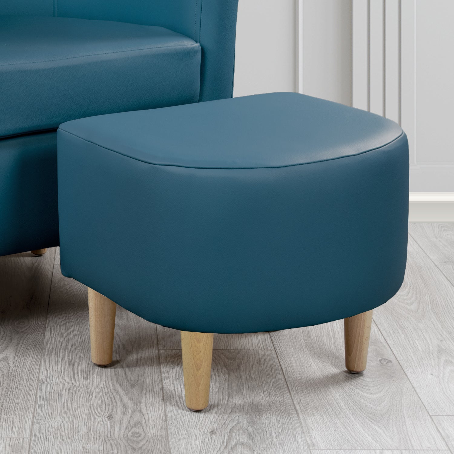 St Tropez Footstool in Crest Leather Shelly Crib 5 Genuine Leather