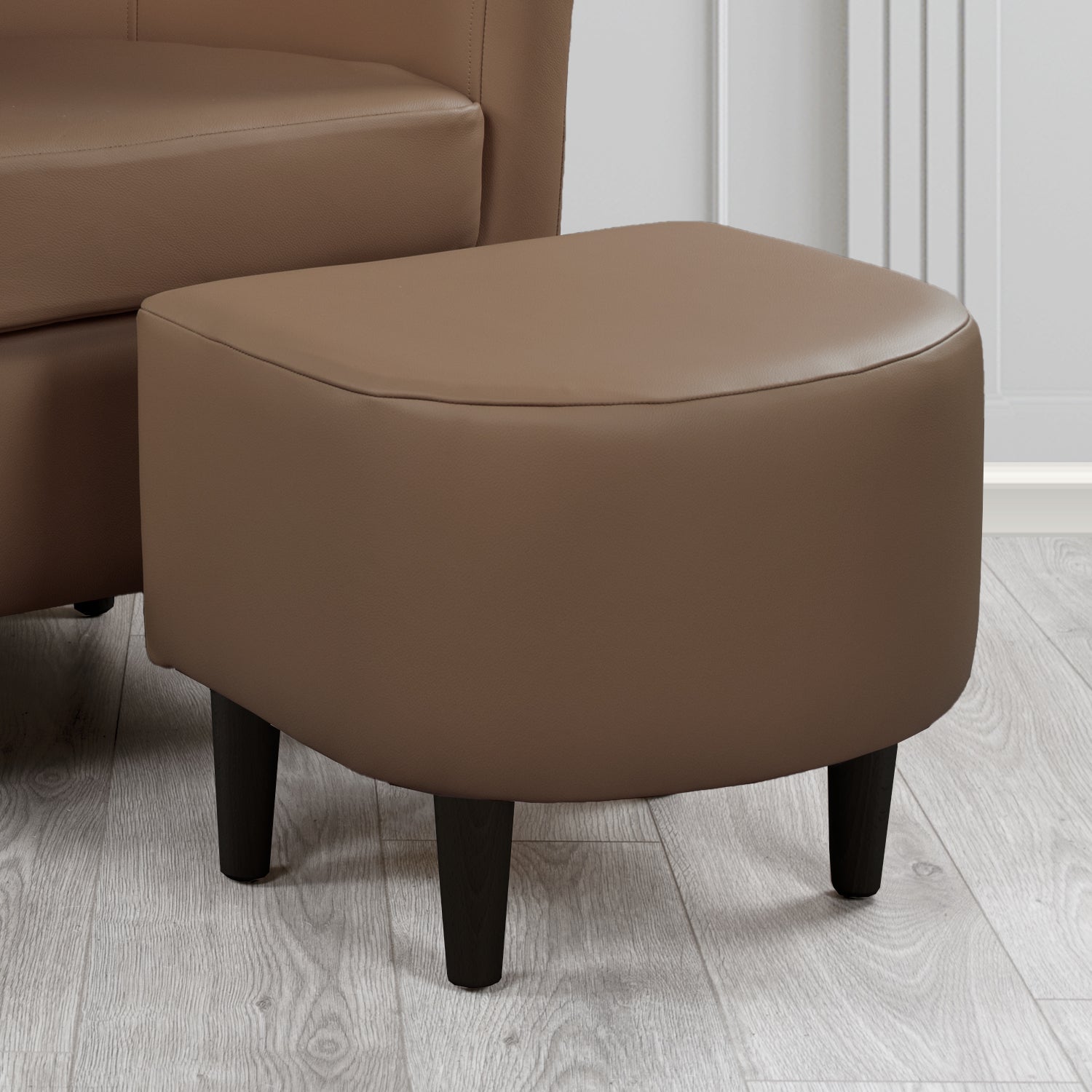 St Tropez Footstool in Crest Leather Shelly Crib 5 Genuine Leather