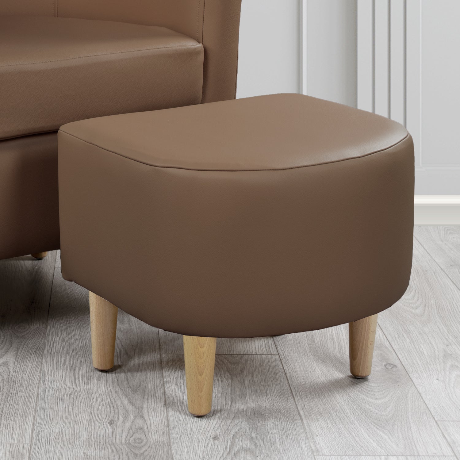 St Tropez Footstool in Crest Leather Shelly Crib 5 Genuine Leather