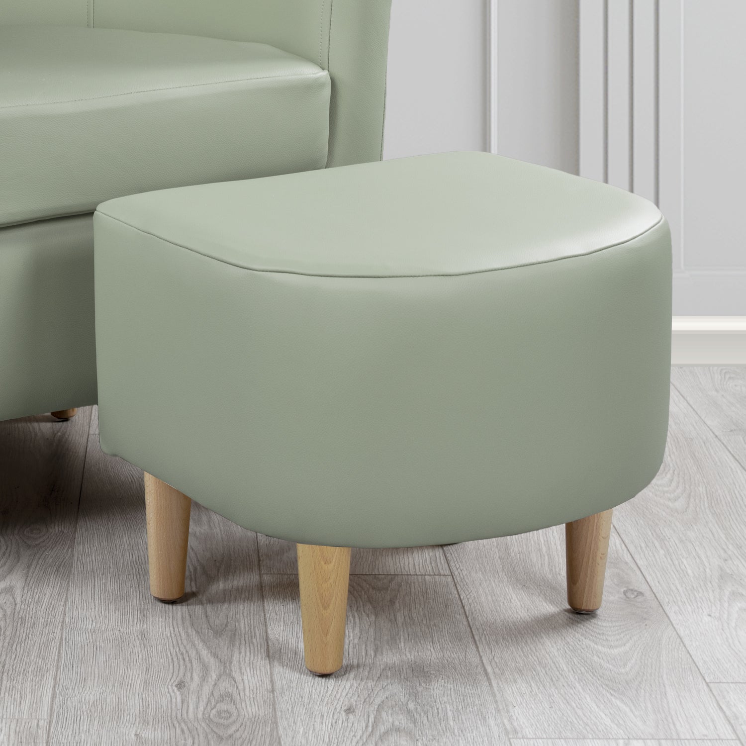 St Tropez Footstool in Crest Leather Shelly Crib 5 Genuine Leather