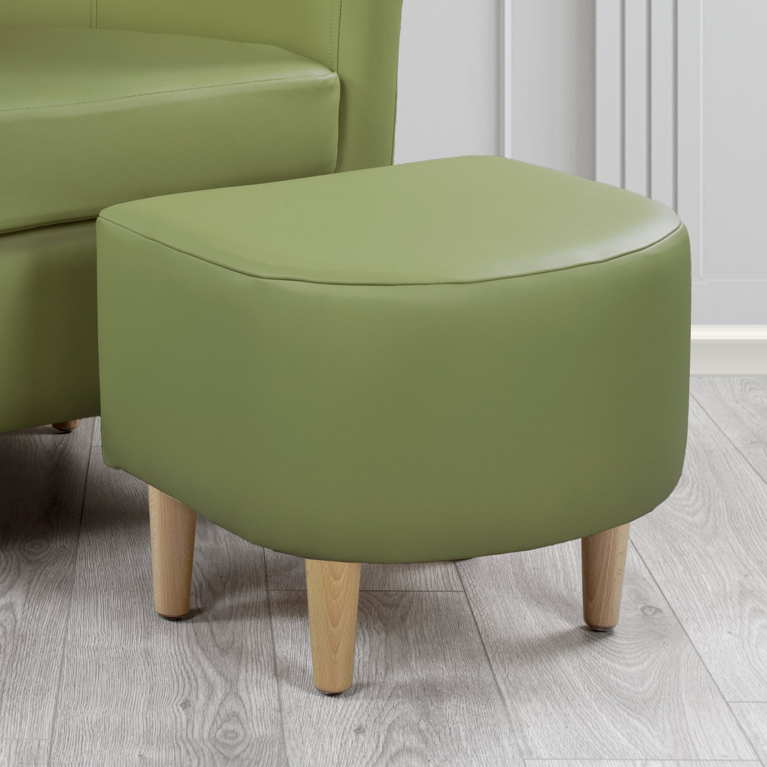 St Tropez Footstool in Crest Leather Shelly Crib 5 Genuine Leather