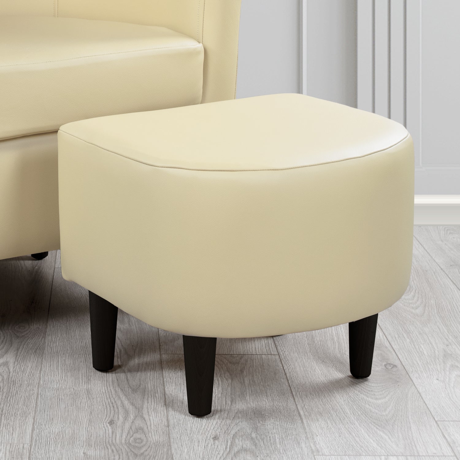 St Tropez Footstool in Crest Leather Shelly Crib 5 Genuine Leather
