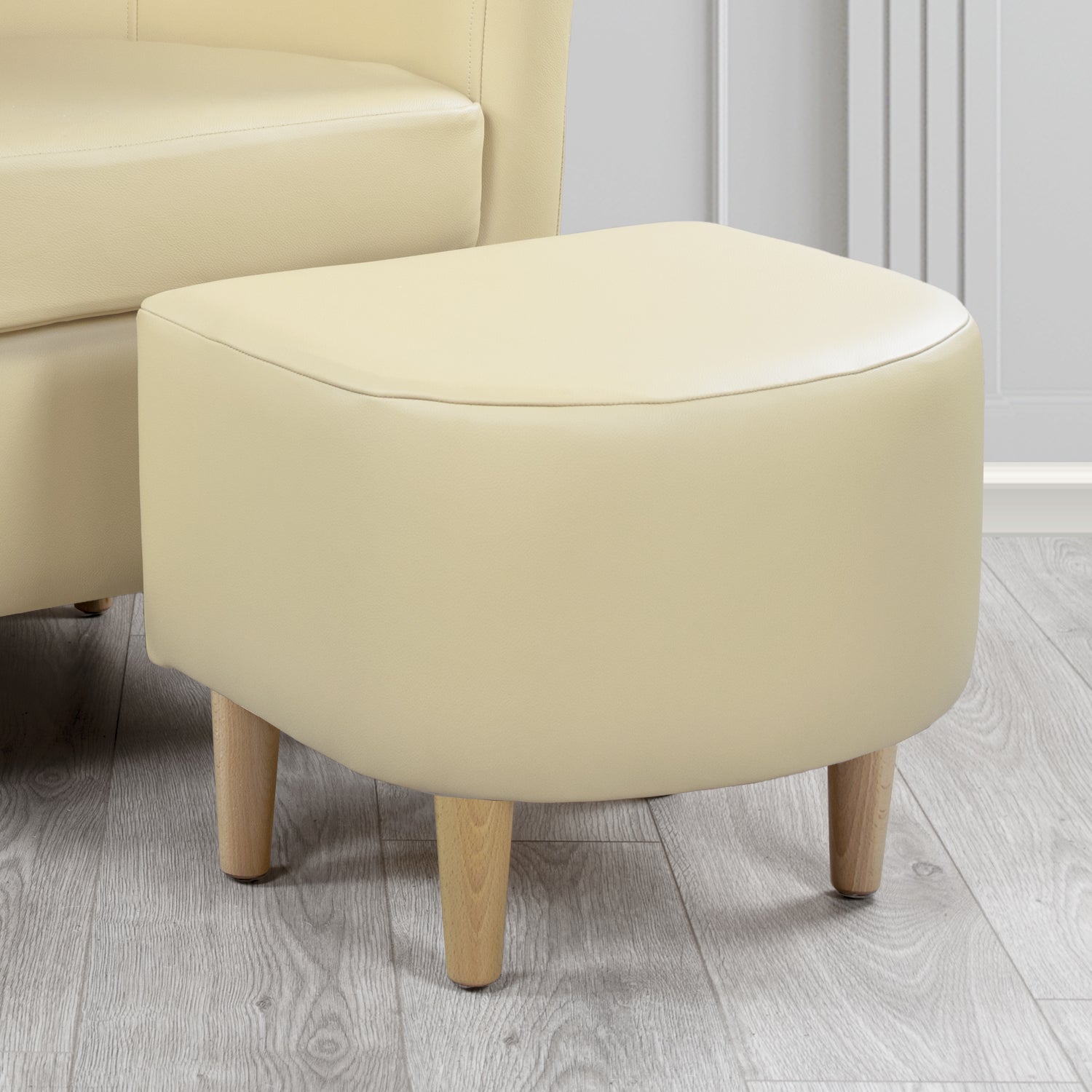 St Tropez Footstool in Crest Leather Shelly Crib 5 Genuine Leather