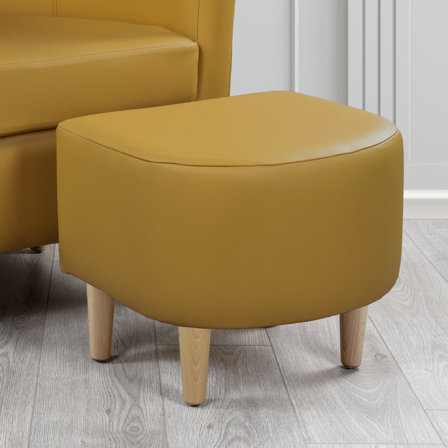 St Tropez Footstool in Crest Leather Shelly Crib 5 Genuine Leather