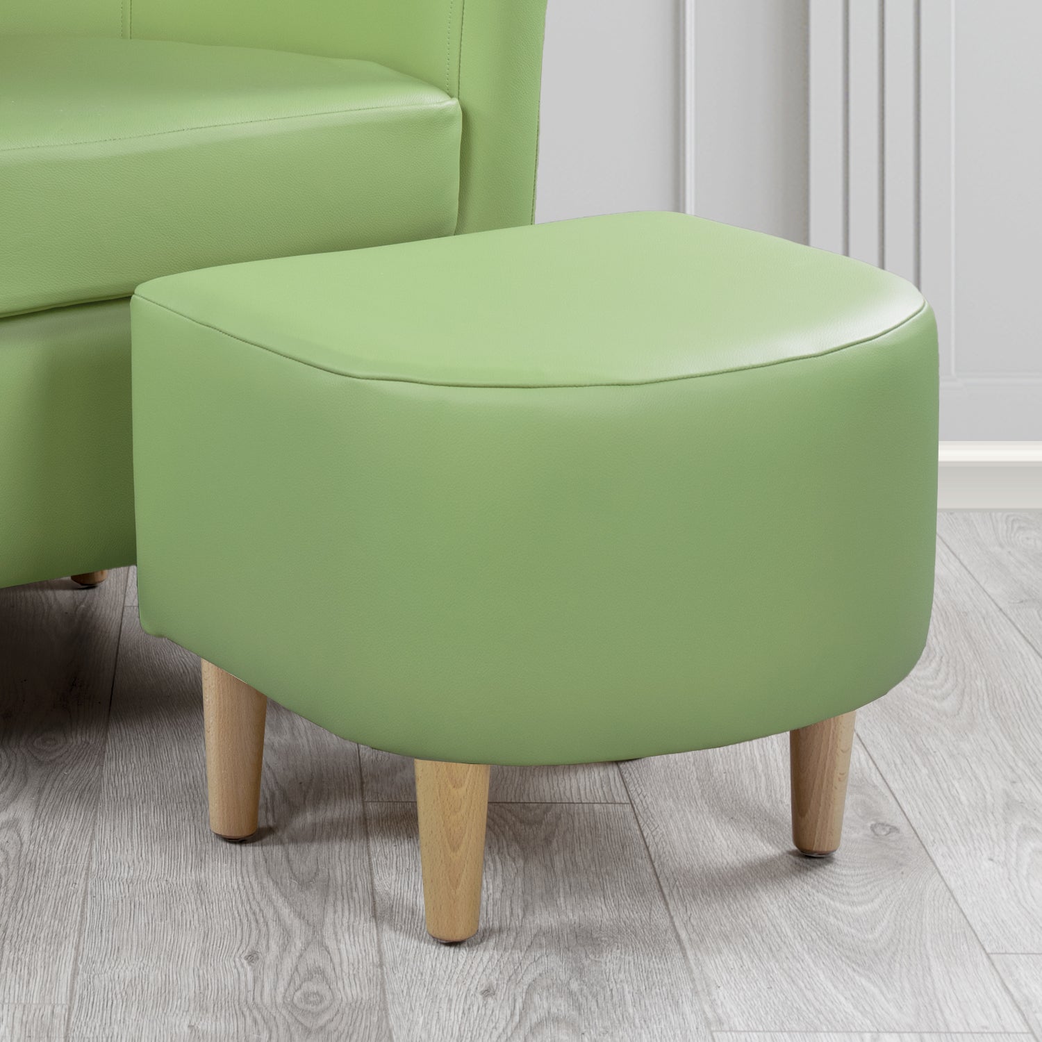 St Tropez Footstool in Crest Leather Shelly Crib 5 Genuine Leather