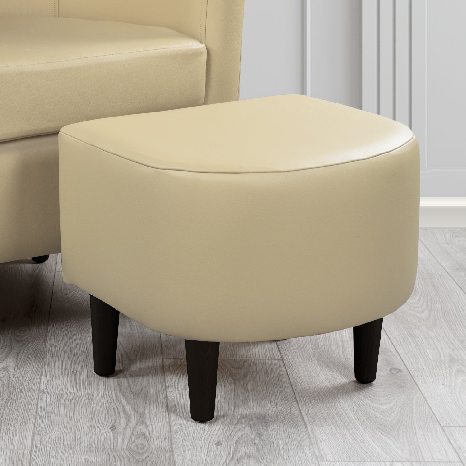 St Tropez Footstool in Crest Leather Shelly Crib 5 Genuine Leather