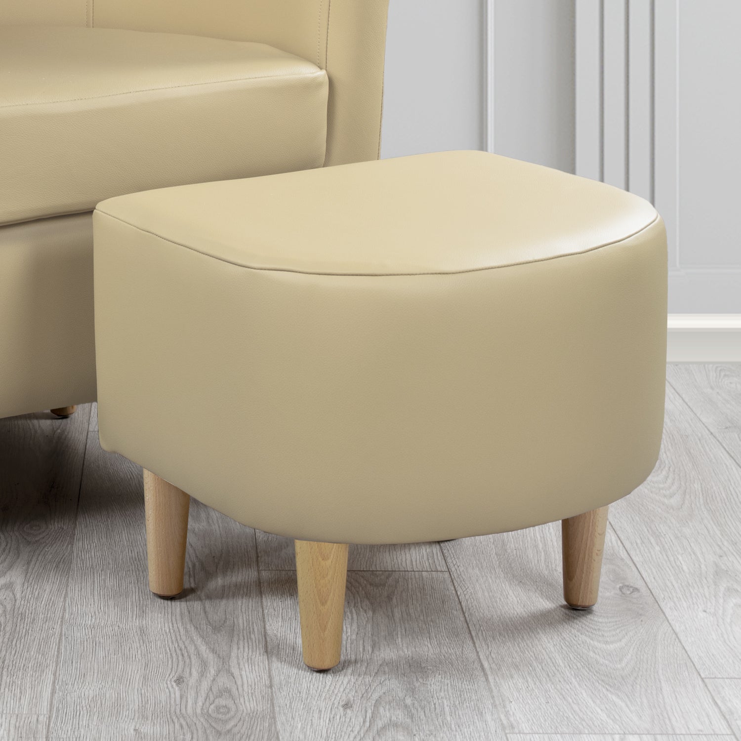 St Tropez Footstool in Crest Leather Shelly Crib 5 Genuine Leather