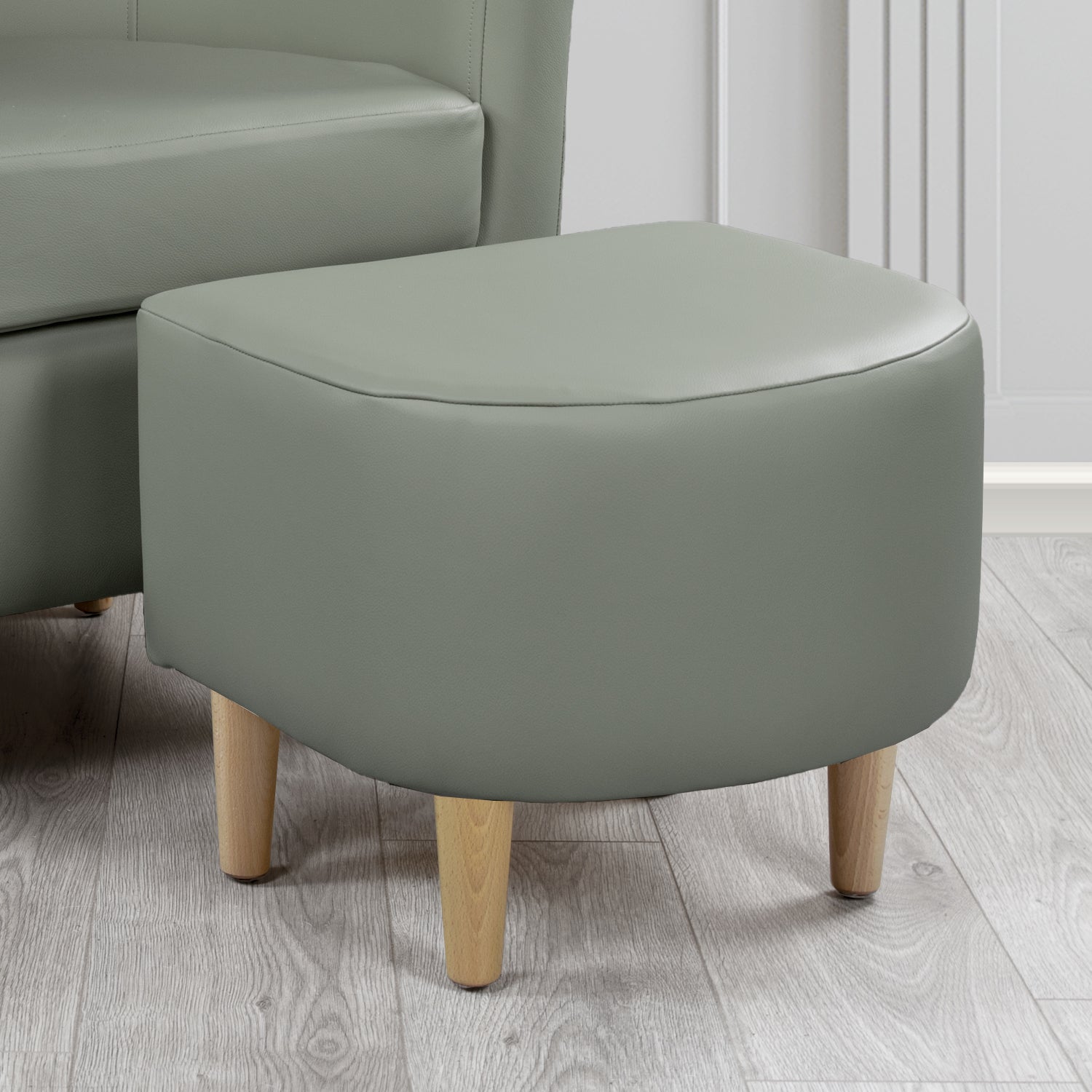 St Tropez Footstool in Crest Leather Shelly Crib 5 Genuine Leather