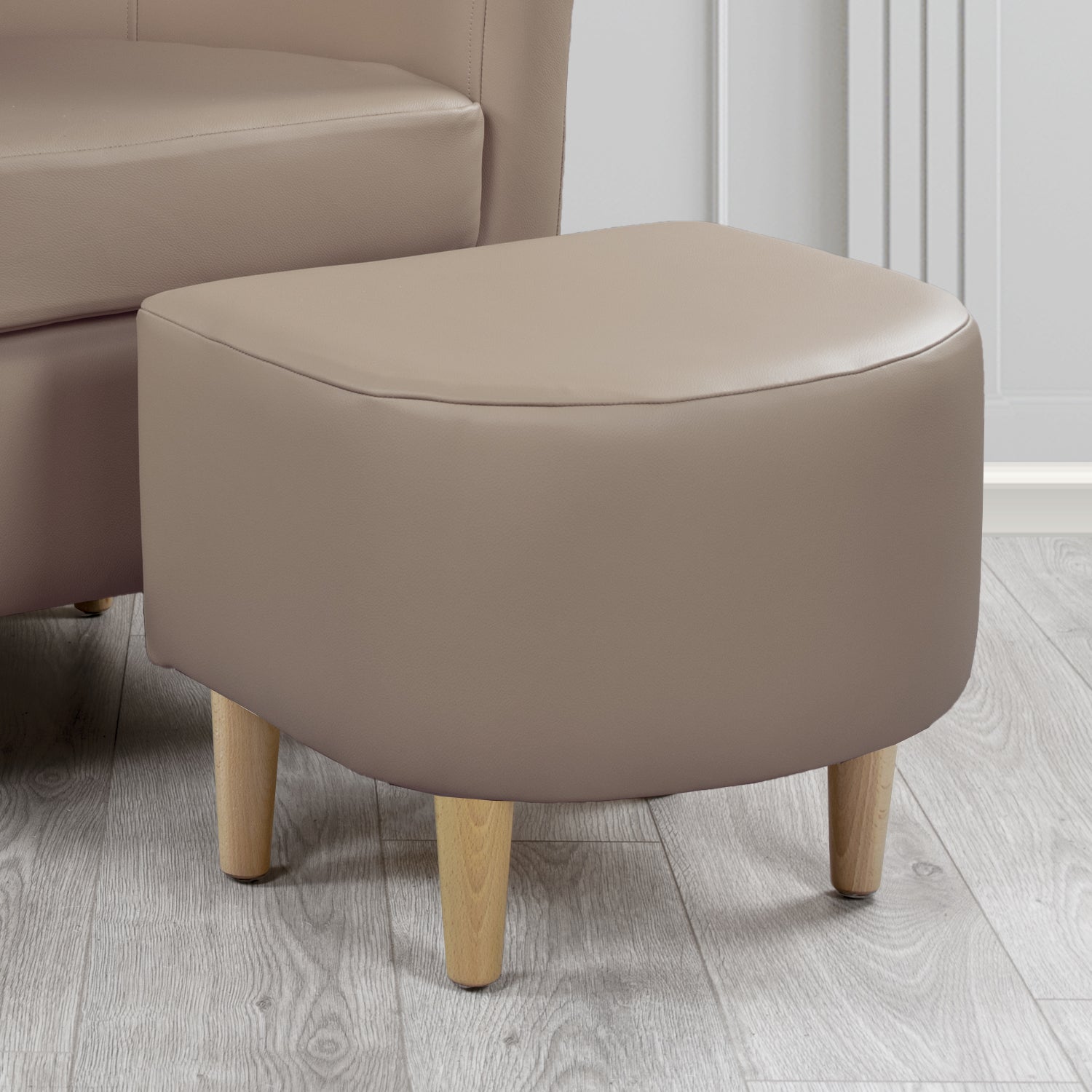 St Tropez Footstool in Crest Leather Shelly Crib 5 Genuine Leather