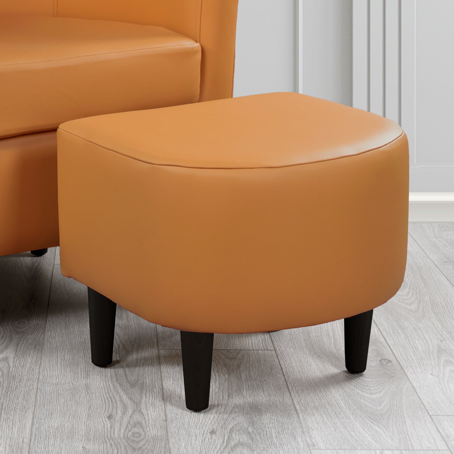 St Tropez Footstool in Crest Leather Shelly Crib 5 Genuine Leather