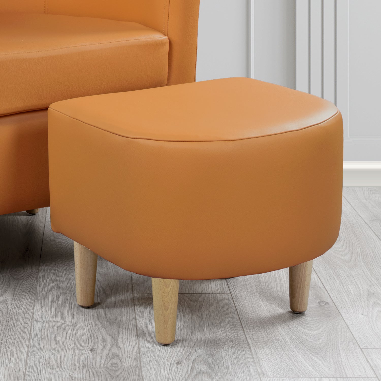 St Tropez Footstool in Crest Leather Shelly Crib 5 Genuine Leather
