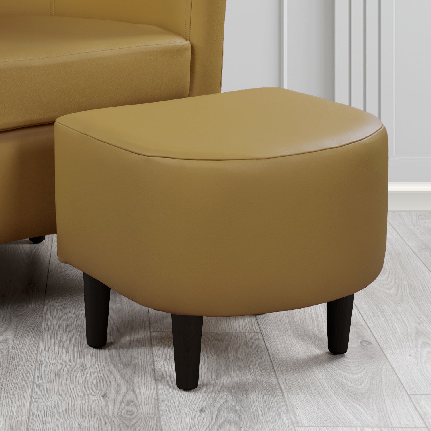 St Tropez Footstool in Crest Leather Shelly Crib 5 Genuine Leather