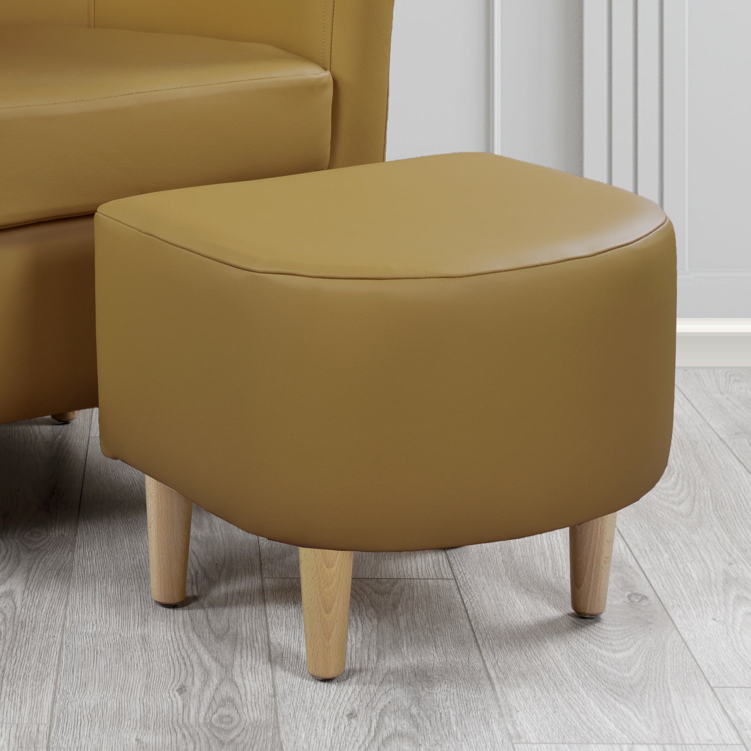 St Tropez Footstool in Crest Leather Shelly Crib 5 Genuine Leather