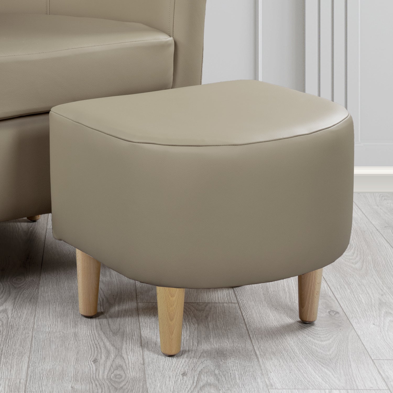 St Tropez Footstool in Crest Leather Shelly Crib 5 Genuine Leather