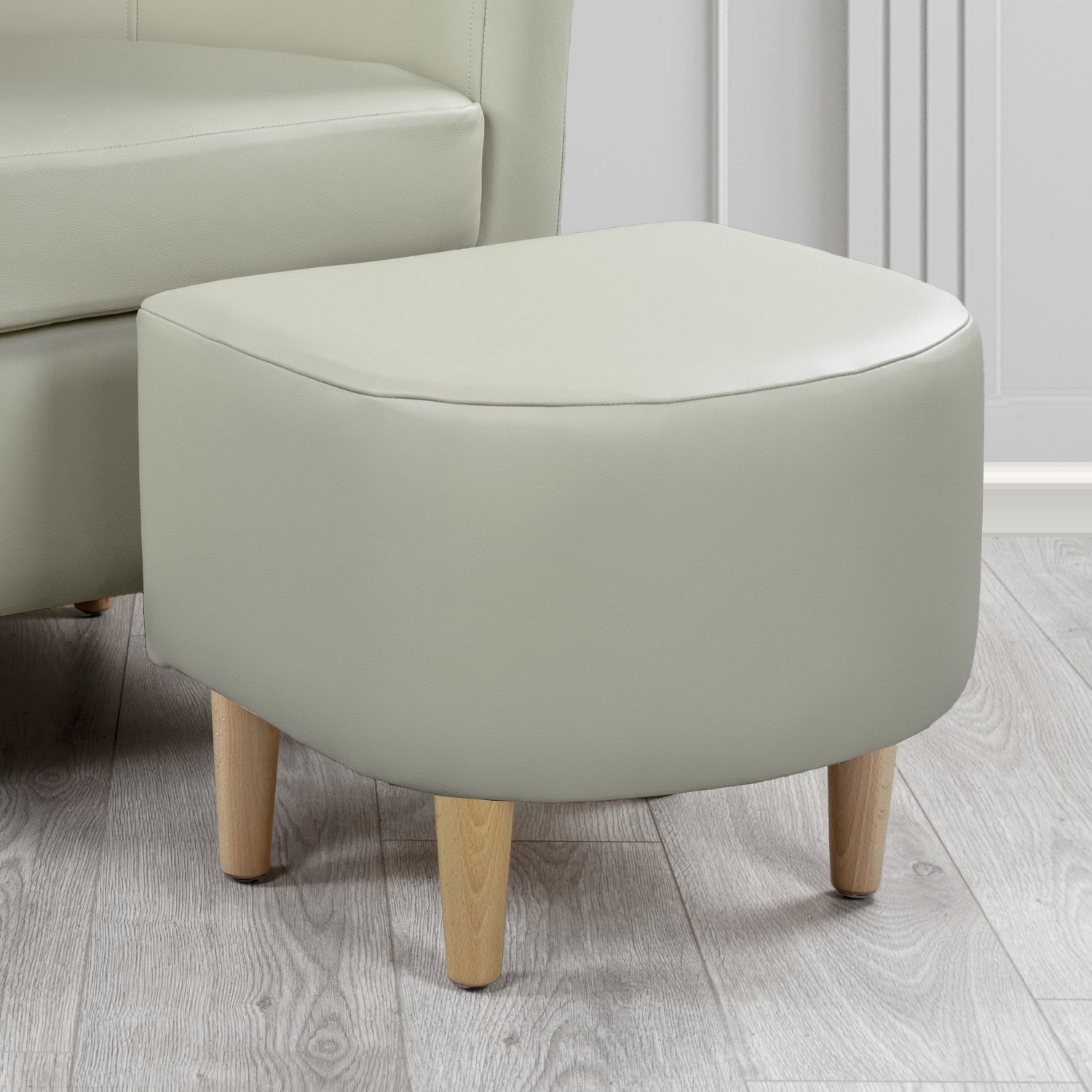 St Tropez Footstool in Crest Leather Shelly Crib 5 Genuine Leather