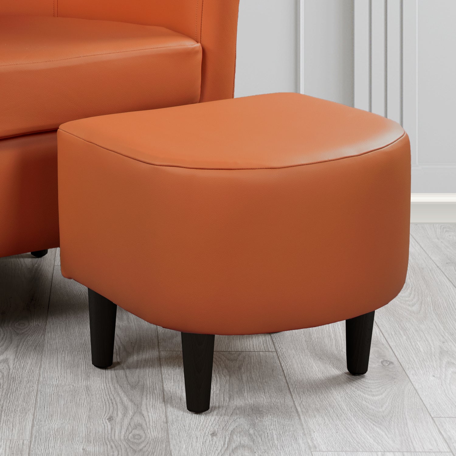 St Tropez Footstool in Crest Leather Shelly Crib 5 Genuine Leather