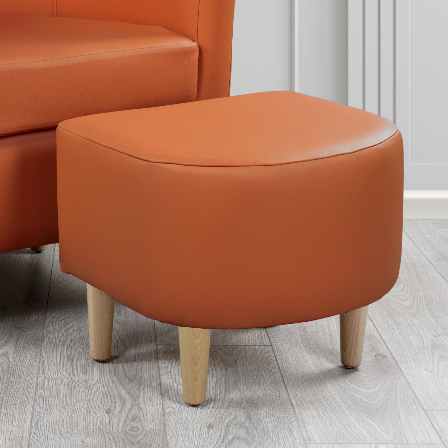 St Tropez Footstool in Crest Leather Shelly Crib 5 Genuine Leather