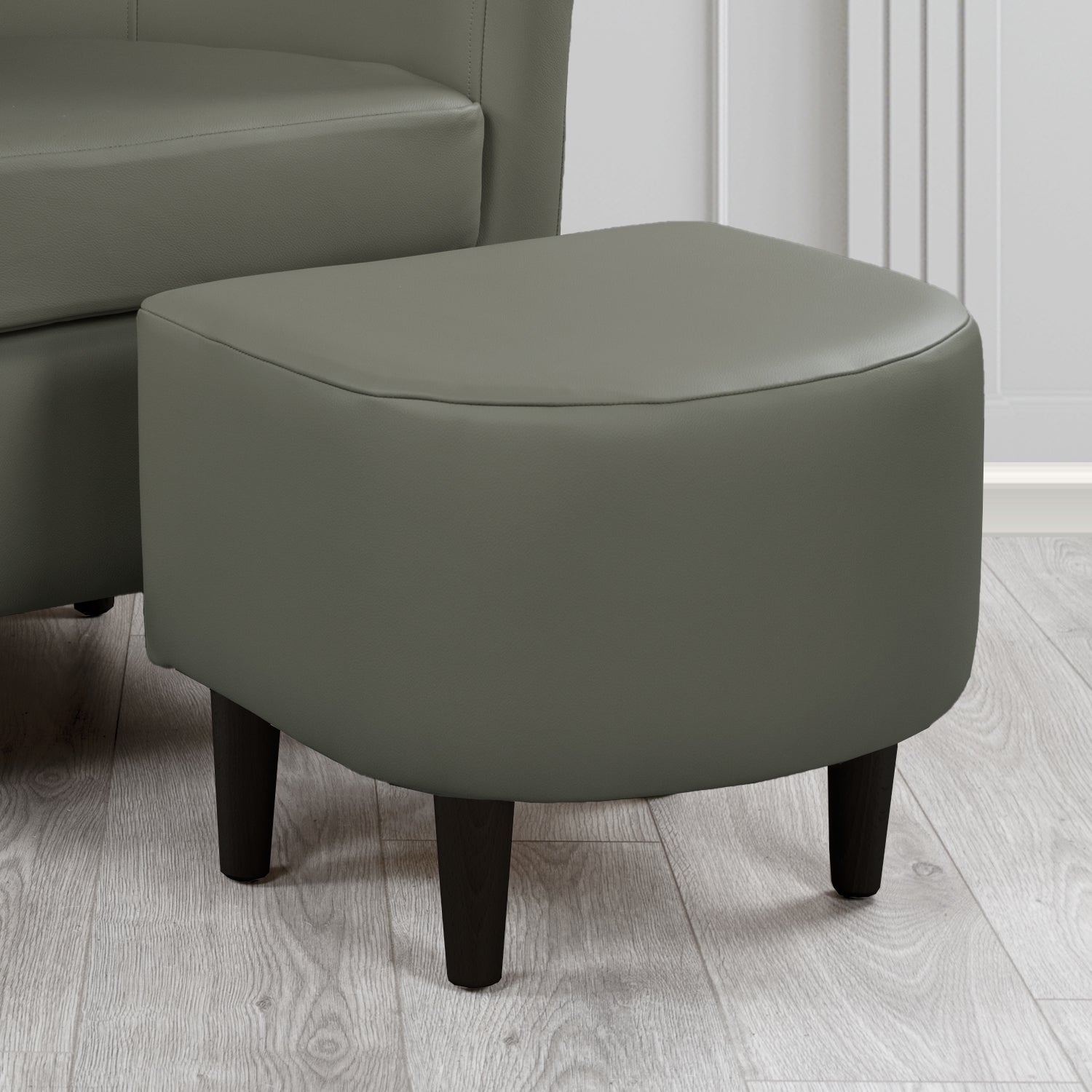 St Tropez Footstool in Crest Leather Shelly Crib 5 Genuine Leather