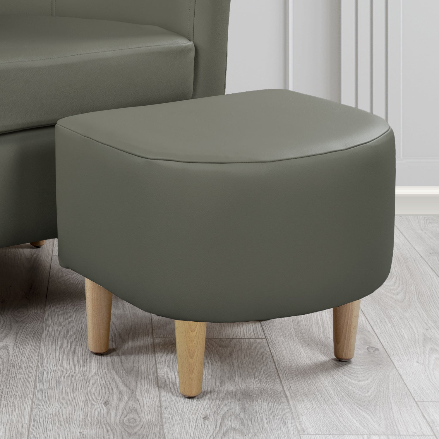 St Tropez Footstool in Crest Leather Shelly Crib 5 Genuine Leather
